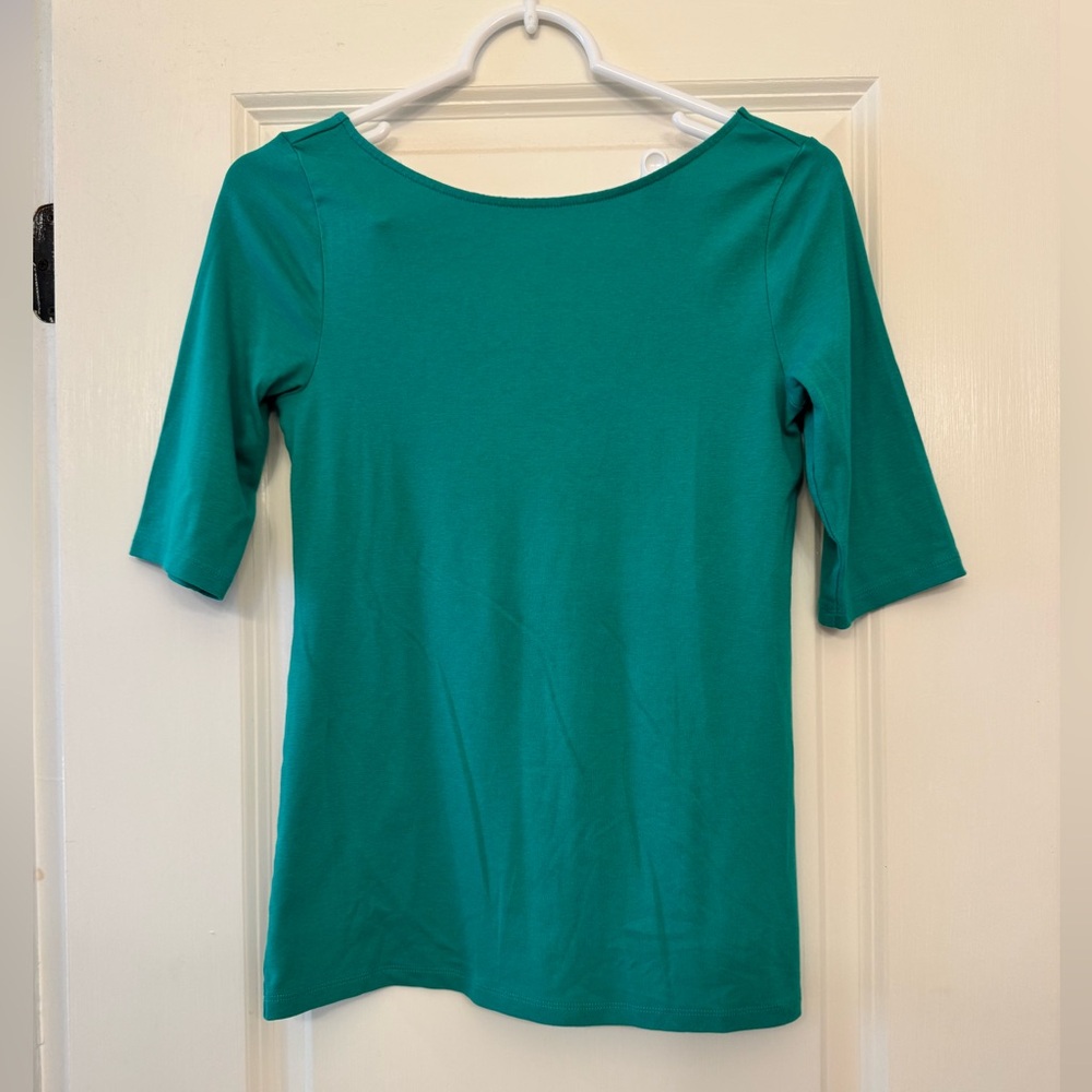 Green scoop back top